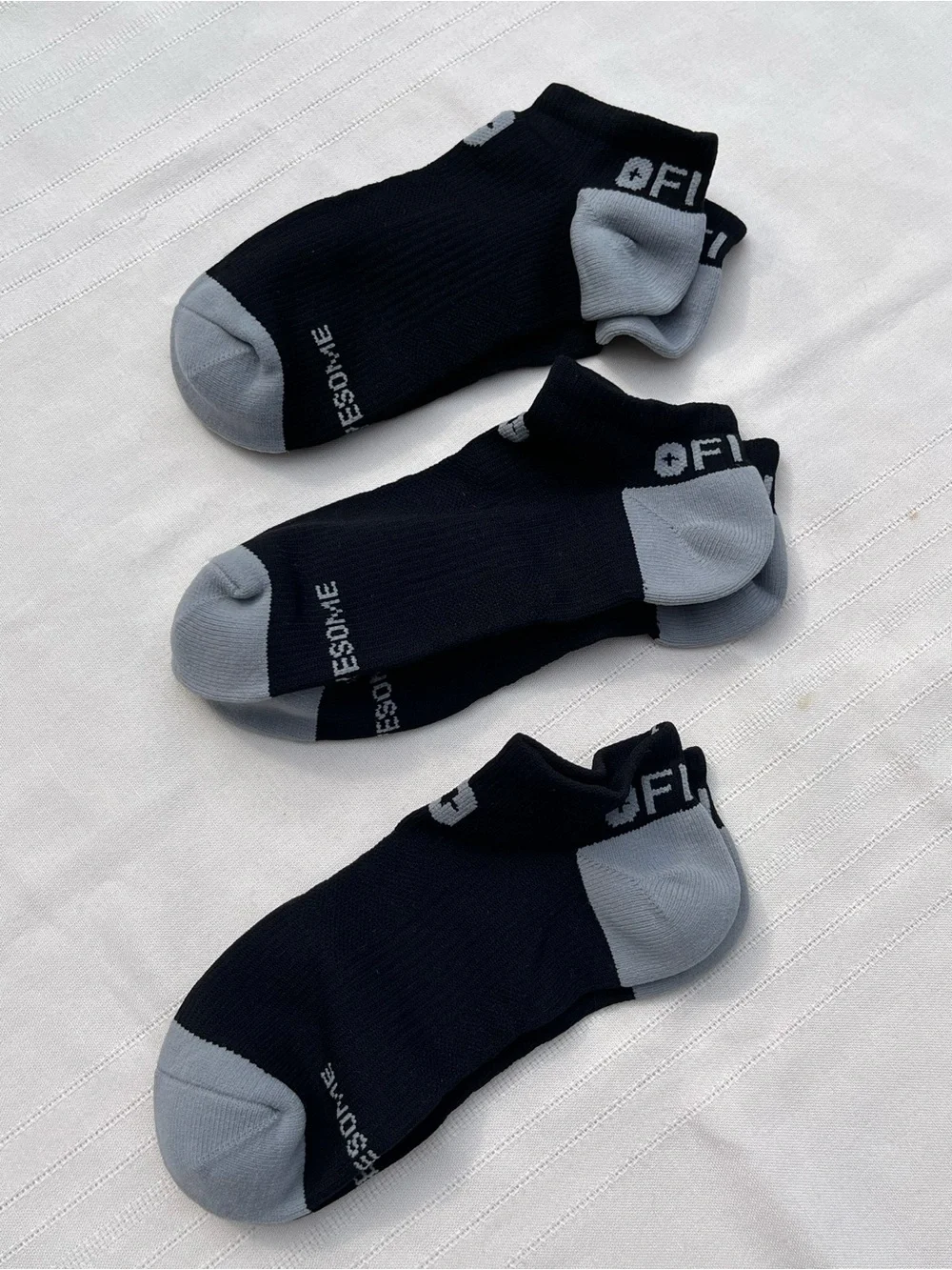 Figs Black Ankle Socks with Gray Heel and Toe